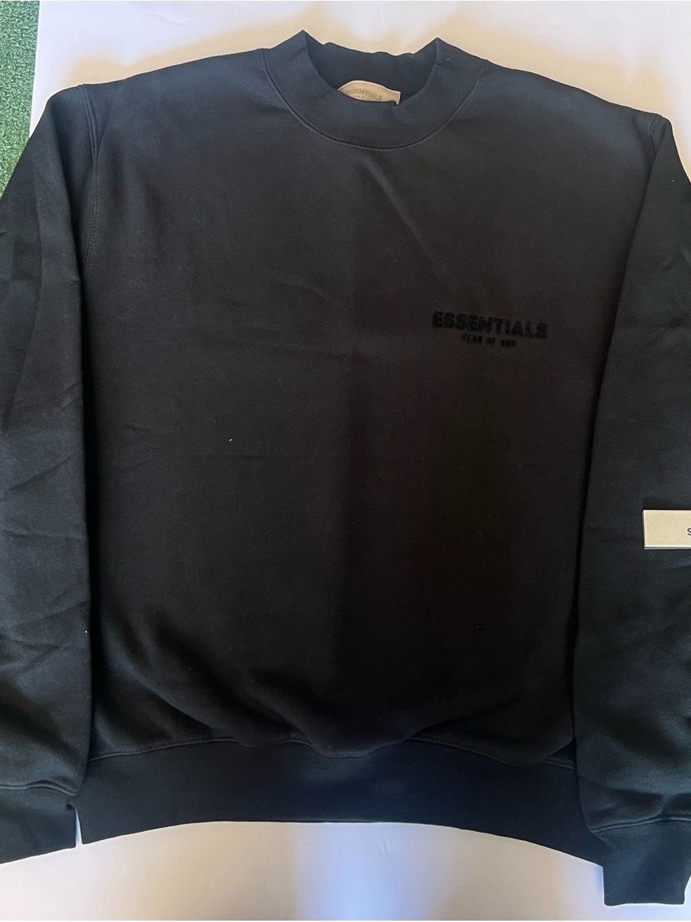 Essentials Black Crewneck Sweatshirt with Subtle Logo